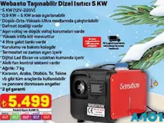 WEBASTO TAŞINABİLİR DİZEL ISITICI 5 KW WEBASTO TAŞINABİLİR DİZEL ISITICI 5 KW